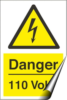 picture of Danger 110 Volts Sign - 200 x 300Hmm - Self Adhesive Vinyl - [AS-WA7A-SAV]