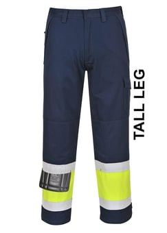 picture of Portwest - Yellow/Navy Hi-Vis Modaflame Trouser - Tall - PW-MV26YNT