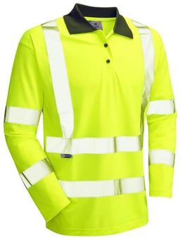 picture of Woolsery - Yellow Hi-Vis Coolviz Sleeved Polo Shirt - LE-P06-Y