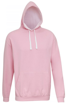 Picture of Just Hoods Awdis Varsity Hoodie Baby Pink/Arctic White - PLU-JH003MBPK/ARW