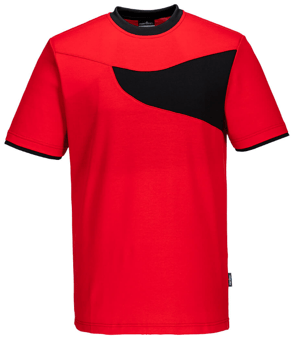 picture of Portwest PW211 - PW2 Cotton Comfort T-Shirt S/S Red/Black - PW-PW211RBK