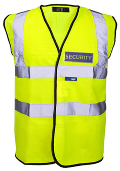 picture of Retroreflective Security Printed Front and Back Yellow Hi-Vis Vest - ST-35241-SEC