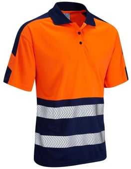 picture of Watersmeet - Orange/Navy Hi-Vis Coolviz Plus Polo Shirt - LE-P10-O/NV