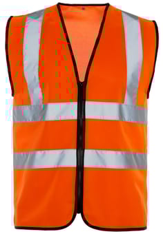 picture of Supertouch 2 Band and Brace Orange Hi Vis Zip Vest - Black Binding - ST-32381