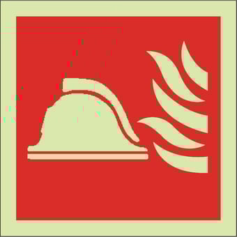 Picture of Photoluminescent Fire Point Symbols Sign - 150 X 150Hmm - Self Adhesive Rigid Plastic - [AS-PH45-SARP]