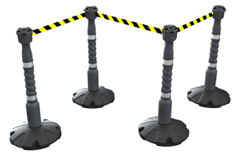 picture of Skipper 27m Retractable Safety Barrier Kit - Silver - Black/Yellow Chevron - [SK-KIT01-SBY] - (LP)