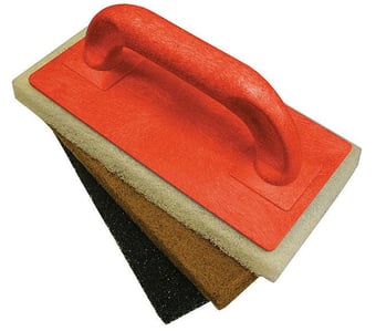 picture of Faithfull Scouring Pad Holder + Fine Medium & Coarse Pads - [TB-FAITLSCOUR3]