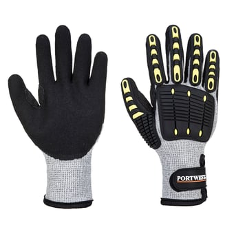 Picture of Portwest A729 Anti Impact Level C Cut Resistant Thermal Grey/Black Gloves - Box Deal 72 Pairs - IH-PWA729G8R