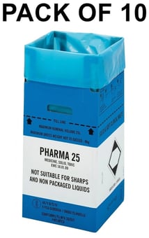 picture of Clinisafe Cardboard Carton Containers - 25L - Blue Pharma - Pack of 10 - [VC-21005001]