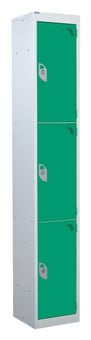 picture of QMP Standard Locker - 3 Compartment - Green Doors - 1800H x 300W x 450D mm - [QM-LS1830453GXX]