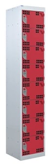 picture of QMP Tool Charging Locker - Perforated Door - Standard Plug - 8 Compartment - Red - 1800H x 450W x 450D mm - [QM-BL1845458RPX]
