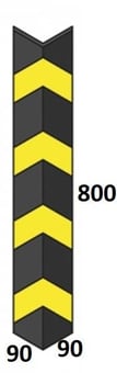 picture of TRAFFIC-LINE Corner Protector - Straight - 90 x 90mm Int x 800mmL - Black with Yellow Reflective Bands - [MV-423.20.234]