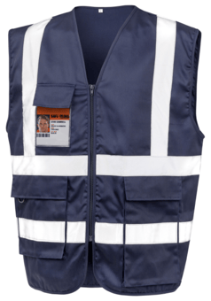 Picture of Result Work-Guard - Heavy Duty Polycotton Security Hi-Vis Vest - Navy Blue - BT-R477X-NVY