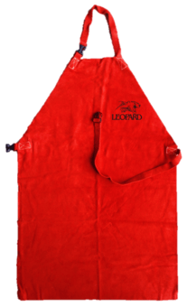 picture of Leopard Red Leather Welders Apron with Leather Strap & Buckle - [MH-RA1047BST]