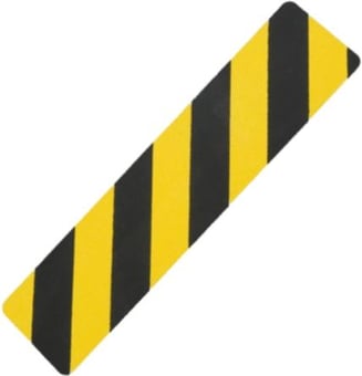 Picture of Coarse Black & Yellow Anti-Slip 610mm x 150mm Self Adhesive Hazard Pads - Sold Individually - [HE-H3402D]