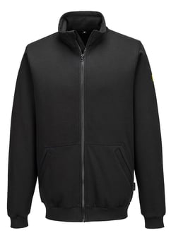 picture of Portwest AS25 - Anti-Static ESD Zip Sweatshirt - Black - PW-AS25BKR