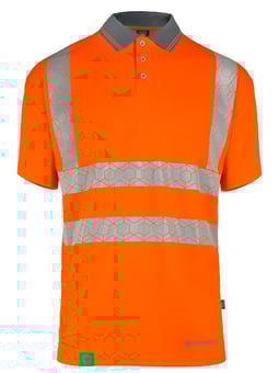 picture of Beeswift Envirowear Hi-Vis Short Sleeve Recyclable Polo Shirt - Orange - BE-EWCPKSSOR