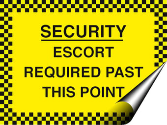 picture of Security Escort Required Past this Point Sign - 400 x 300Hmm - Self Adhesive Vinyl - [AS-SEC7-SAV]
