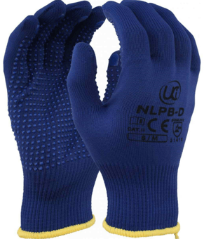 Picture of UCI NLPB-D Full Fingered Low Lint PVC Dotted Gloves Blue - UC-G/NLPB-D