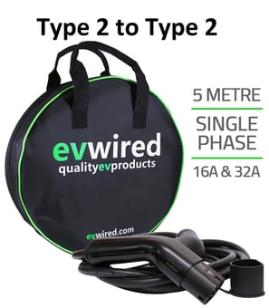 picture of Electric Vehicle Charging Cable - Type 2 to Type 2 - 32AMP - 5 Metre Cable - Free Carry Case - [EV-EVW5M32A-T2T2] - (LP)