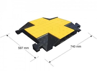 picture of TRAFFIC-LINE Cable/Hose Protection Ramp Large - Crossover Section - 597 x 740 x 75mm Black/Yellow - [MV-279.24.311]