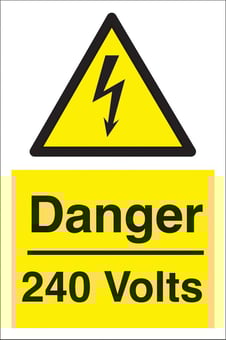 Picture of Danger 240 Volts Sign LARGE - 400 x 600Hmm - Rigid Plastic - [AS-WA8-RP]