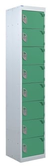 picture of QMP Tool Charging Locker - Solid Door - Standard Plug - 8 Compartment - Green - 1800H x 450W x 450D mm - [QM-BL1845458GSX]