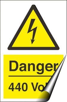 picture of Danger 440 Volts Sign LARGE - 400 x 600Hmm - Self Adhesive Vinyl - [AS-WA12-SAV]