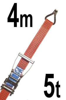 Picture of LashKing - 50mm Ratchet Lashing Assemblies ( 4m ) With Claw Hooks - Heavy Duty Strap - 2500 daN, 5000 daN, 5t - [GT-RLO5T4]