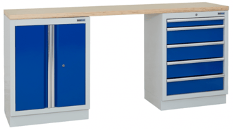 picture of BiGDUG 2041mm Wide Workbench - 2 Door Cupboard - 5 Drawer Cabinet - Multiplex Worktop - [BDU-TGC104GBM] - (LP)