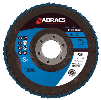 picture of Abracs Zirconium Flap Disc 180mm x 22mm - 40g - 8,500 Max RPM - Box of 25 - [ABR-ABFZ180B040]