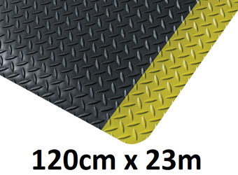 picture of Kumfi Tough Premium Anti-Fatigue Mat Black/Yellow - 120cm x 23m Roll - [BLD-KU475BY]