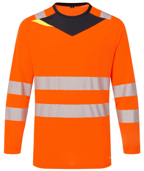 picture of Portwest DX416 - DX4 Hi-Vis T-Shirt L/S Orange/Black - PW-DX416OBR