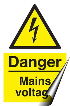 picture of Danger Mains Voltage Sign LARGE - 400 x 600Hmm - Self Adhesive Vinyl - [AS-WA31-SAV]