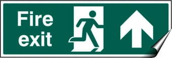 picture of Fire Exit Arrow Pointing North Sign LARGE - 600 x 200Hmm - Self Adhesive Vinyl - [AS-SA12-SAV]