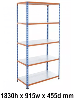 picture of BiGDUG BiG200 Shelving 5 Levels - Steel Shelves - 1830h x 915w x 455d mm - 200kg UDL - [BDU-B21809045BOS]