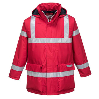 picture of Portwest - Red Bizflame Rain Anti-Static FR Jacket - PW-S785RER