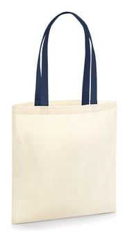 picture of Westford Mill Organic Bag for Life Contrast Handles - Natural White/French Navy - [BT-W801C-NFVN]