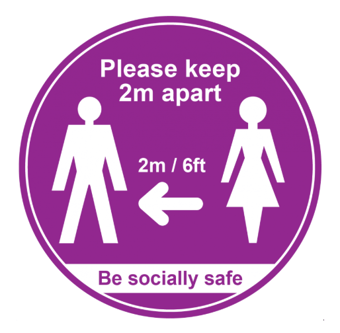 picture of Floor Graphic - Please Keep 2m Apart - Purple - 400mm - [CI-STP013] - (DISC-X)