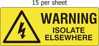 picture of Warning isolate elsewhere – SAV (96 x 38mm, sheet of 15 labels) - SCXO-CI-3054