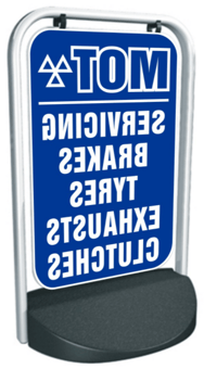 picture of Swinger Pavement Forecourt Sign - MOT Servicing, Brakes, Tyres, Exhausts, Clutches - [PSO-PSS7750-13-3]