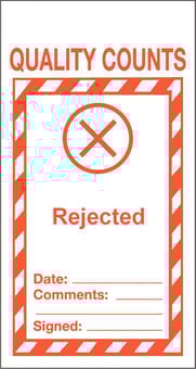 Picture of Tye Tags - Rejected - 80 X 150Hmm (Pack of Ten) - Flexible Plastic - [AS-QU21-PVC]