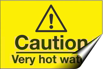 picture of Caution Hot Water Sign - 75 X 50Hmm - Self Adhesive Vinyl - [AS-WA123-SAV]