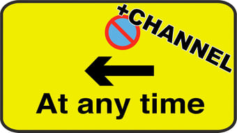 Picture of Parking & Site Management - At Any Time Arrow Left Sign With Fixing Channel - FIXING CLIPS REQUIRED - Class 1 Ref BSEN 12899-1 2001 - 250 x 180Hmm - Reflective - 3mm Aluminium - [AS-TR64C-ALU]