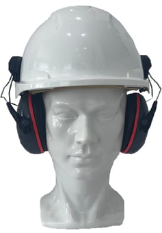picture of Jsp Evo3 White vented Hard Hat With Sonis Compact Helmet Mounted Ear Defenders - [IH-EVO3WSONISC]