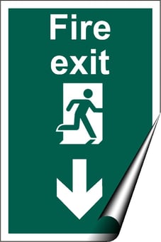 picture of Fire Exit Sign - Arrow Down - Complies to BS 5499 (Part 4) 2000 - 200 x 300Hmm - Self Adhesive Vinyl - [AS-SA133-SAV]