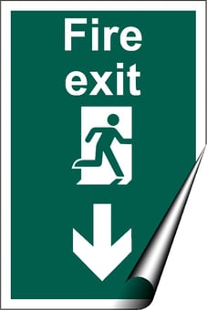 Picture of Fire Exit Sign - Arrow Down - Complies to BS 5499 (Part 4) 2000 - 200 x 300Hmm - Self Adhesive Vinyl - [AS-SA133-SAV]