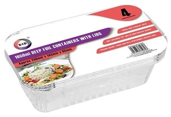 Picture of DID Deep Foil Containers With Lids 1650ml 4 Pack - [PD-FS5282] - (DISC-R)