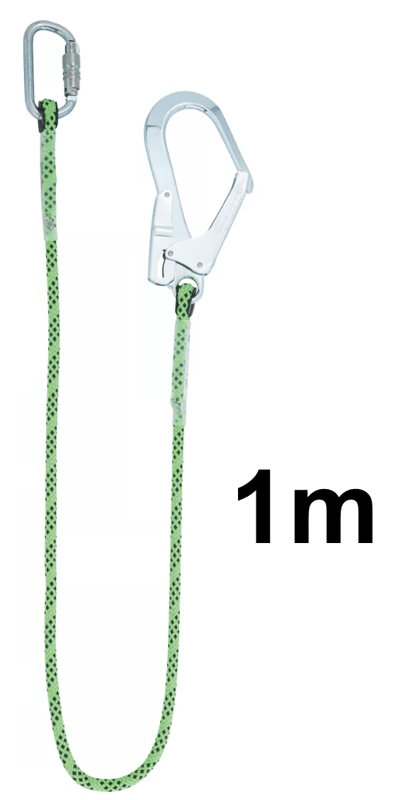 Honeywell Kernmantle Single Lanyard - 1m - 2 x CS20 Steel Twistlock Karabiners - [HW-1032336]