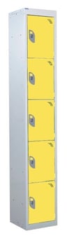 picture of QMP Standard Locker - 5 Compartment - Yellow Doors - 1800H x 300W x 300D mm - [QM-LS1830305YXX]